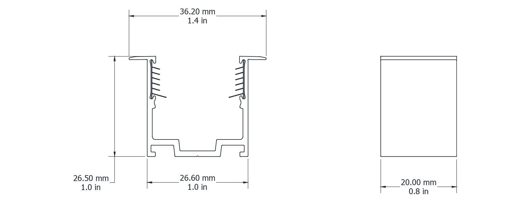 Drawing Image for Ultimo Neon 22 SV Recessed Grip Clip