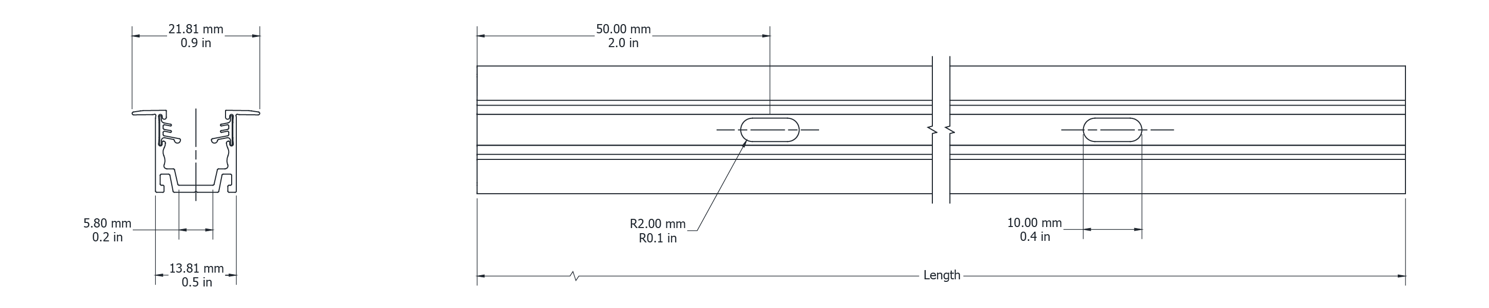 Drawing Image for Ultimo Neon 10 Recessed Grip Profile