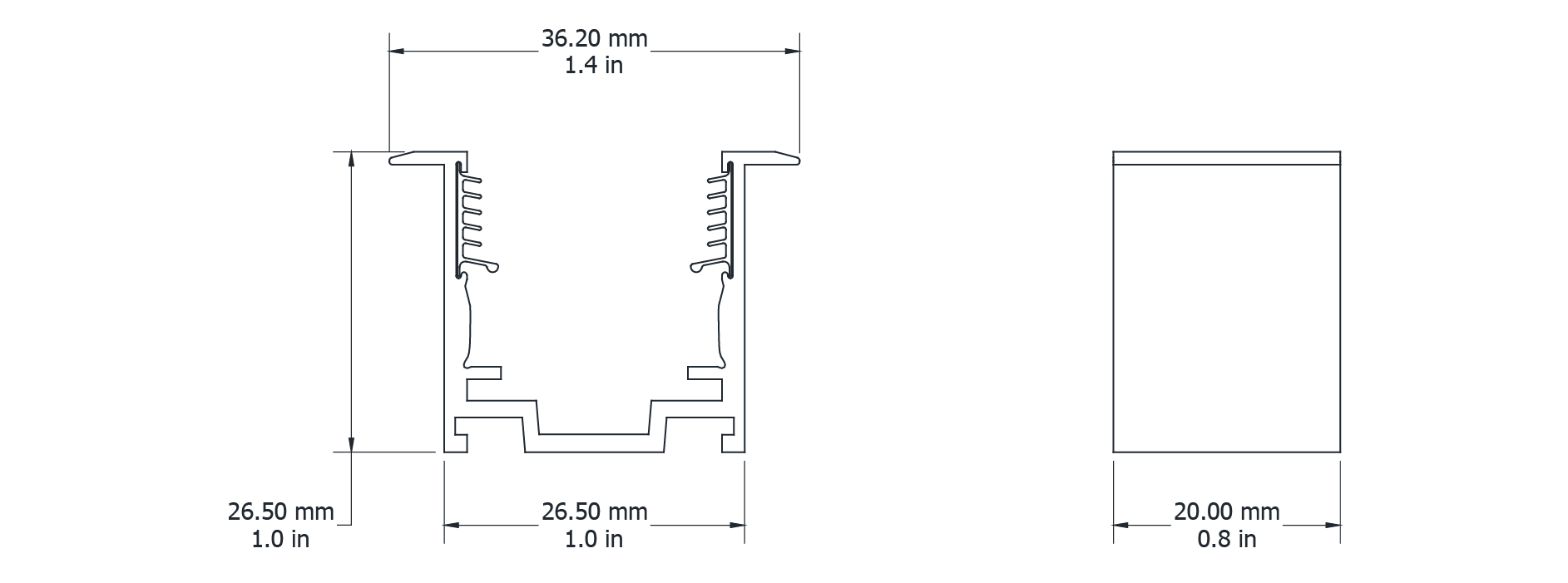 Drawing Image for Ultimo Neon 22 TV Recessed Grip Clip