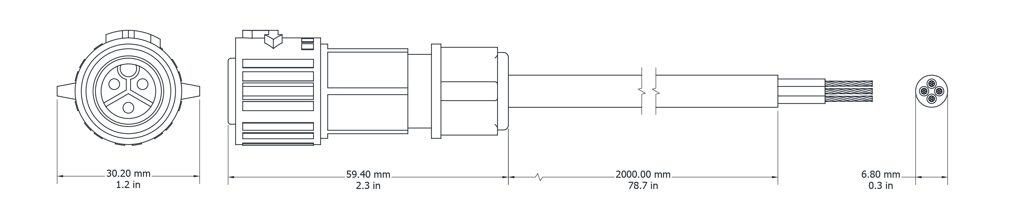 Drawing Image for Lead Cable Male - 4 Pin 