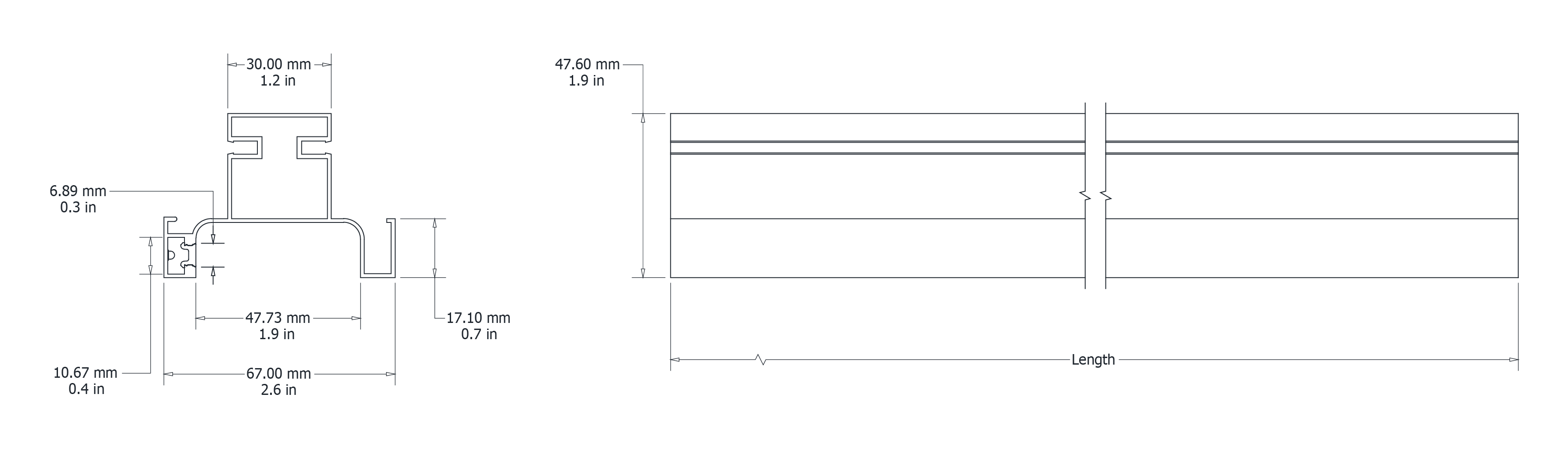 Drawing Image for Vertical Grip Double Door Pull
