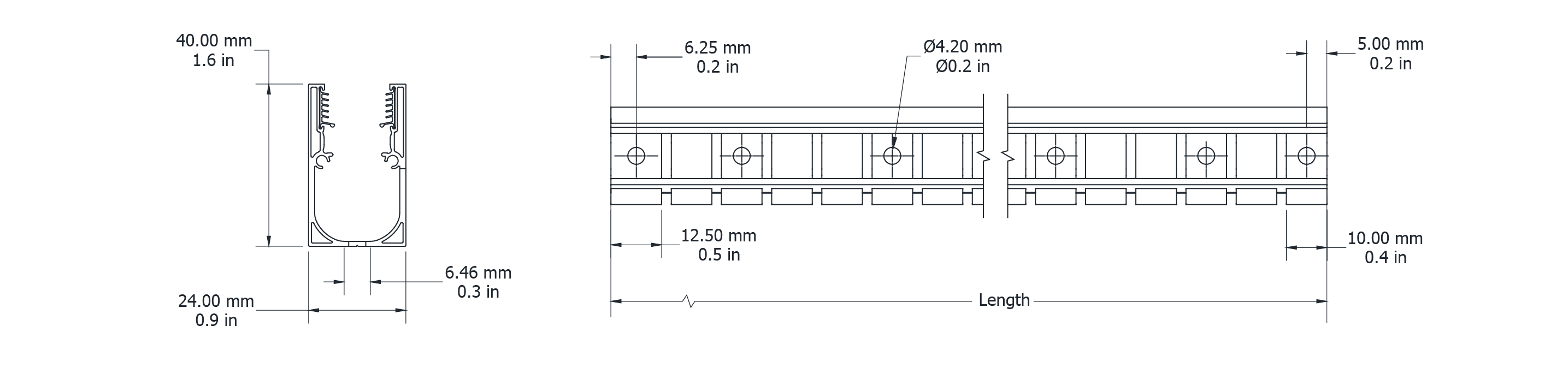 Drawing Image for Ultimo Neon 16 Wireway Flexible Grip Profile