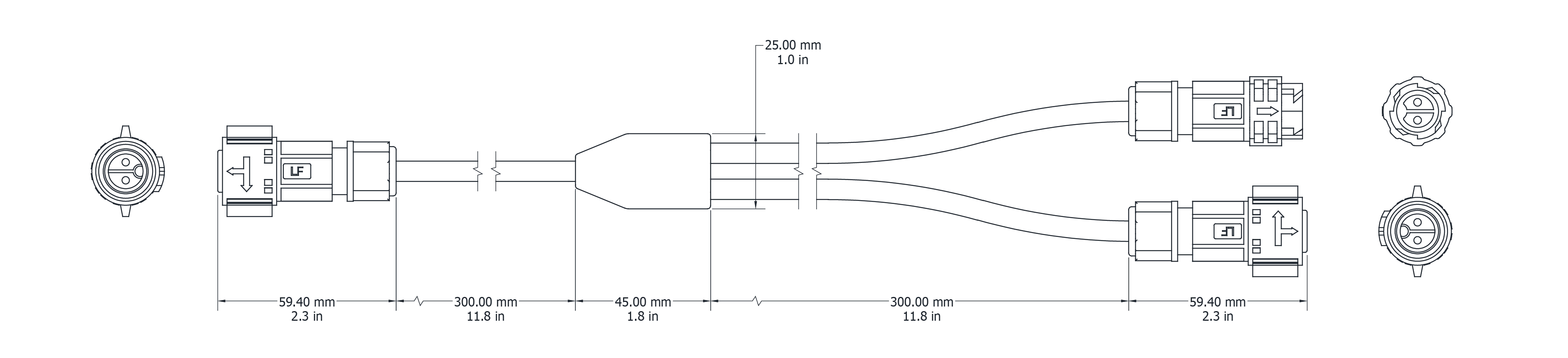 Drawing Image for Y Cable - 2 Pin 