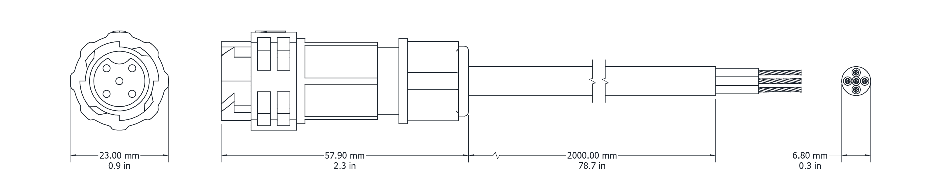 Drawing Image for Lead Cable Female - 5 Pin 