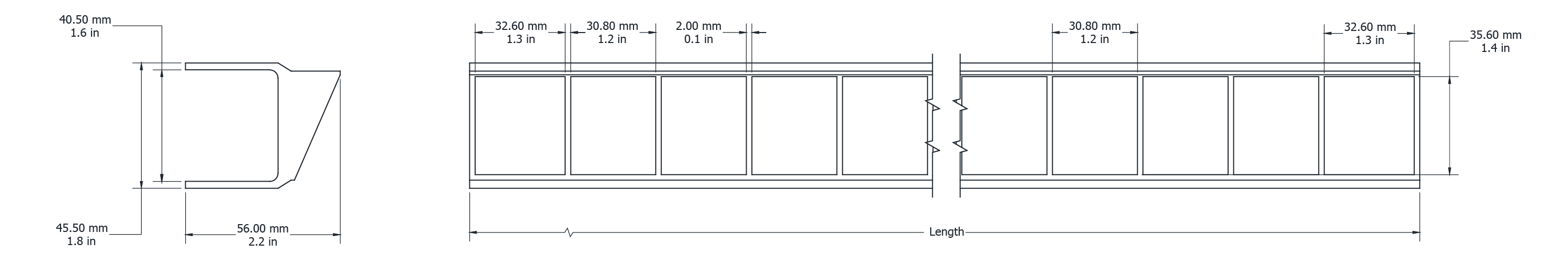 Drawing Image for Element 40 Anti-Glare Asymmetric Louvre