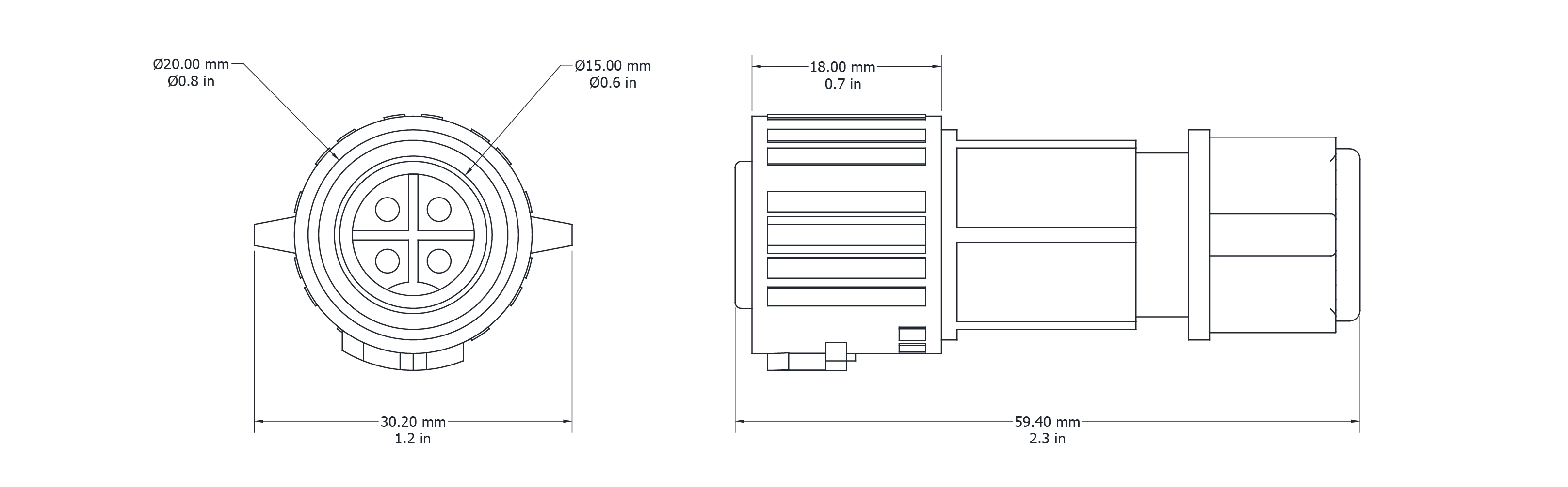 Drawing Image for Push Lock Connector 4 Pin Male 