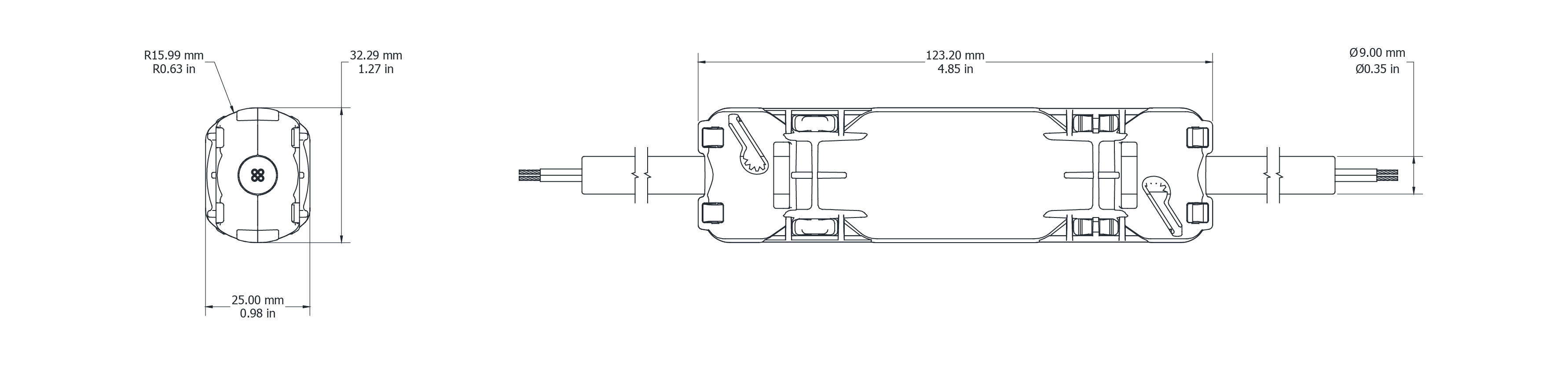 Drawing Image for Gel Filled Connector 4 Pole 