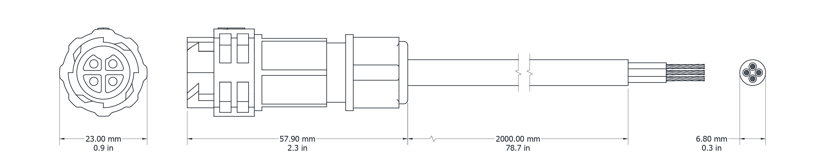 Drawing Image for Lead Cable Female - 4 Pin 