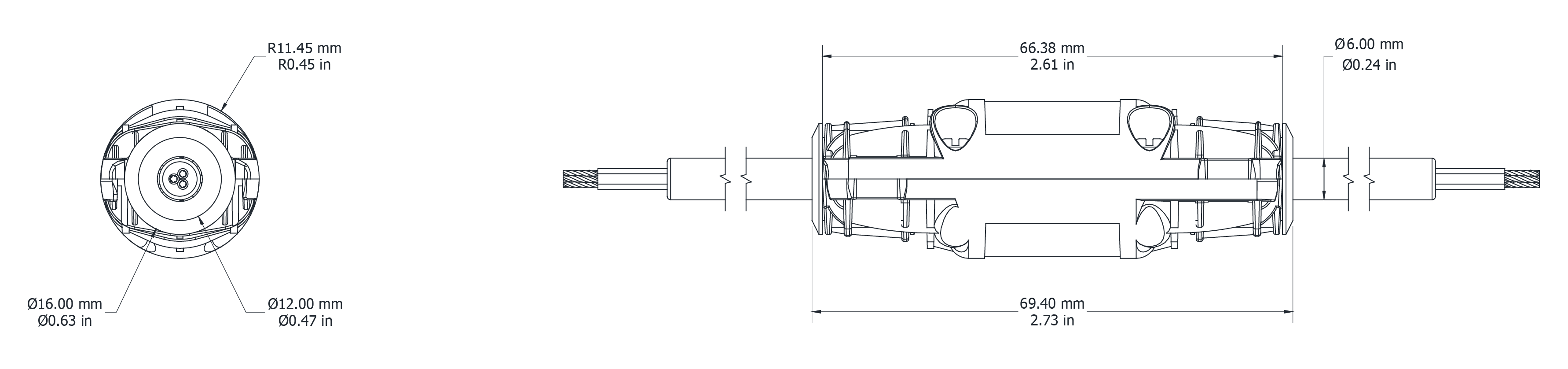 Drawing Image for Gel Filled Connector 3 Pole 