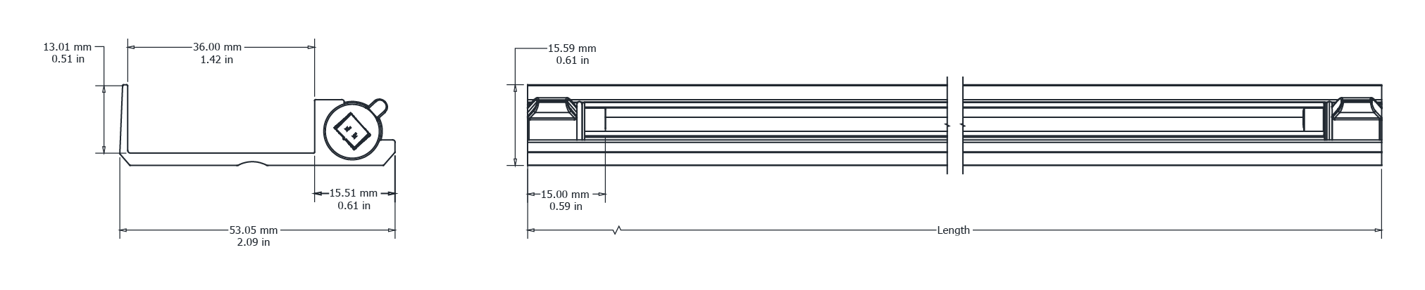 Drawing Image for Trim Track Adjustable 36
