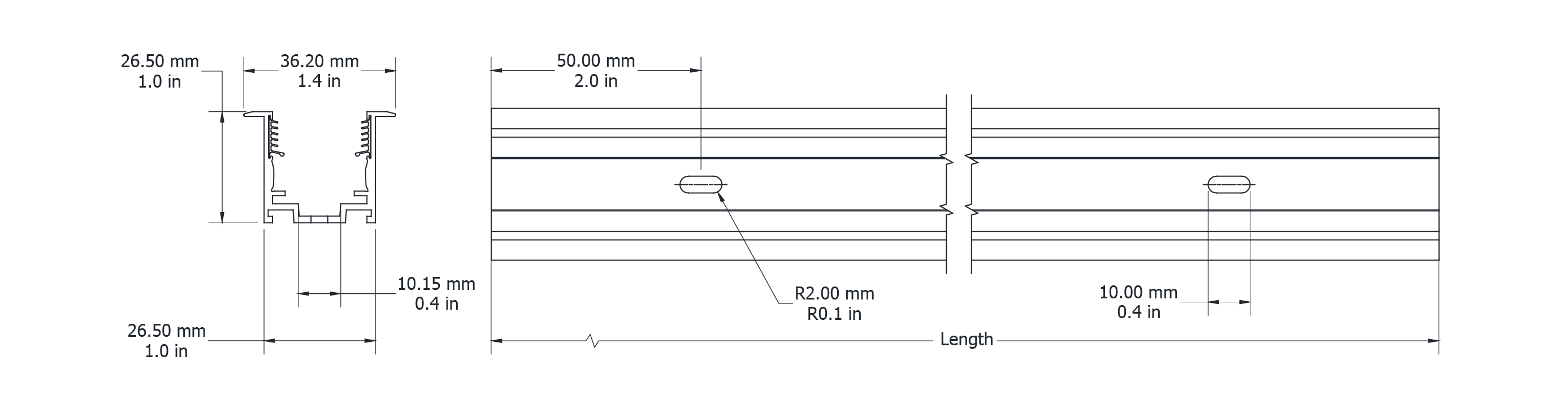 Drawing Image for Ultimo Neon 22 TV Recessed Grip Profile