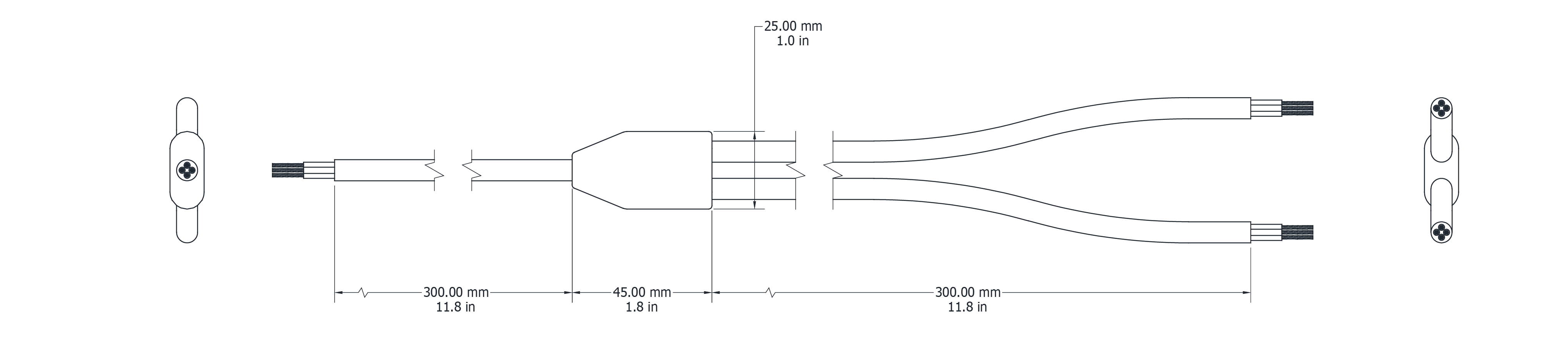 Drawing Image for Y Cable - 4 Core 