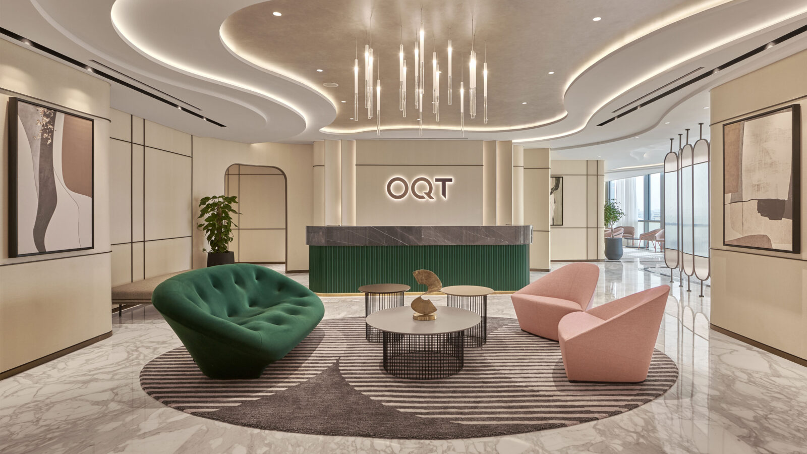 OQ Trading Dubai office featuring contemporary workplace lighting design by LEDFlex