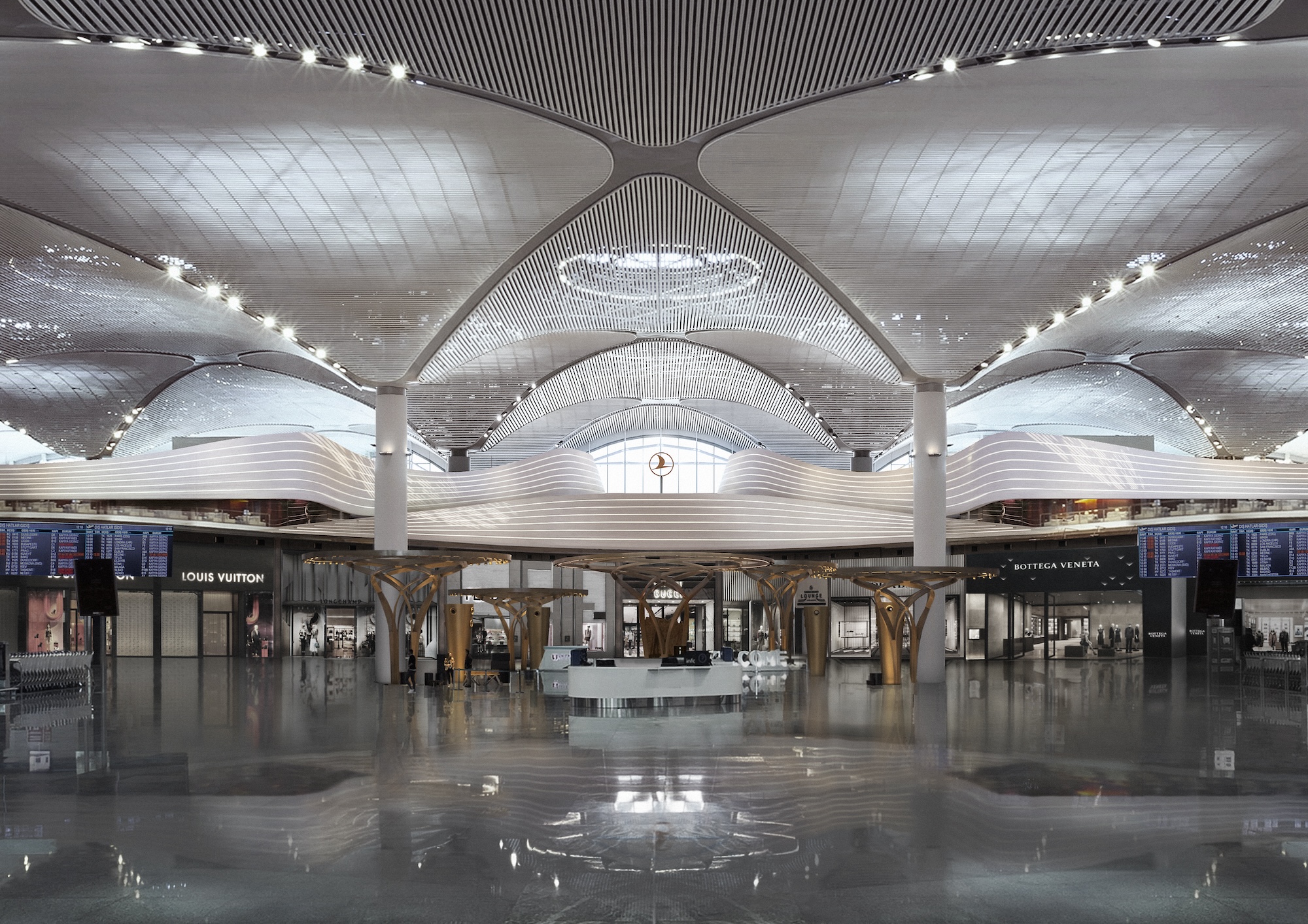 Istanbul Airport terminal interior featuring bespoke architectural LED lighting design
