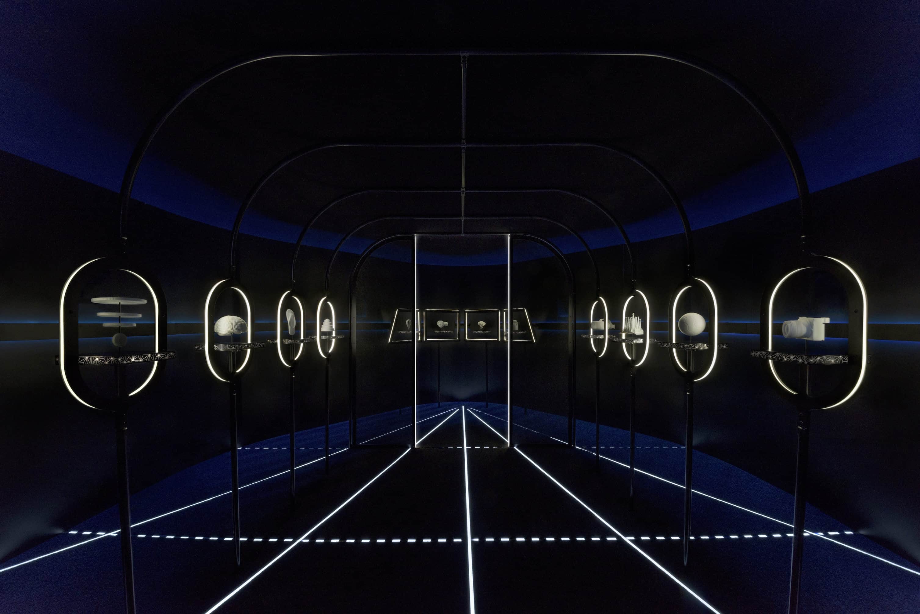 LED architectural lighting installation at Inmarsat Global GX Aviation exhibition space in London