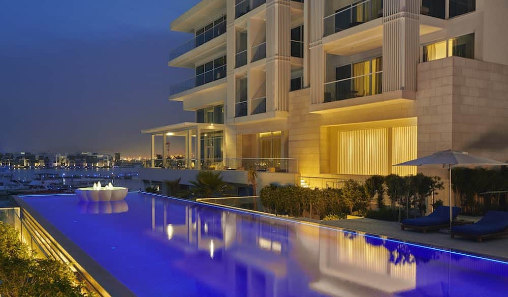 Hyatt Regency Aqaba resort exterior featuring bespoke architectural LED lighting design